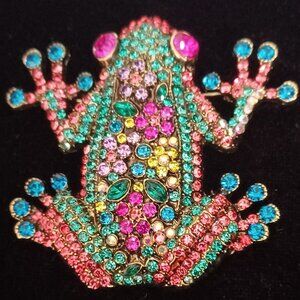 Bright Sparkling Frog Brooch